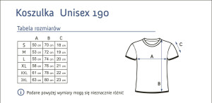 koszulka unisex 190 wymiary
